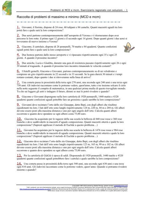 Mcd E Mcm Con Soluzioni Ubimath