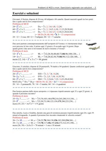 Problemi risolti con MCD e mcm - CTP