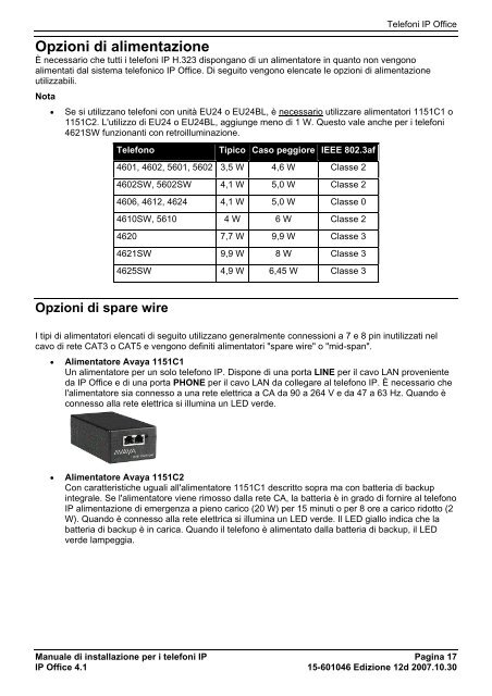 Manuale di installazione per i telefoni IP - Avaya Support