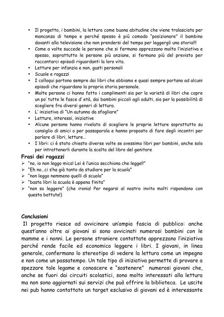 Relazione finale Libri in strada2008 (pdf) - Liberweb