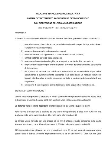 relazione tecnica specifica relativa a sistema di - Comune di Argenta
