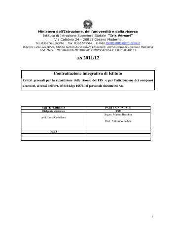 contrattazione criteri ripartizione FIS 11-12 - Iris Versari