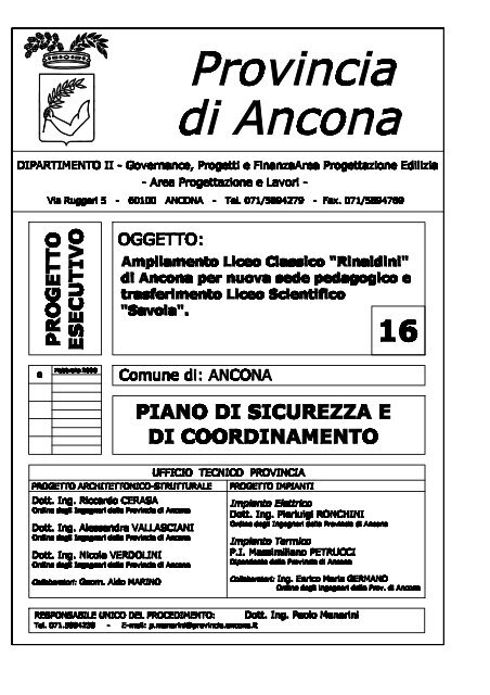 Piano di Sicurezza e Coordinamento - Provincia di Ancona