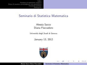 Funzione di ripartizione empirica, stima di massima verosimiglianza ...