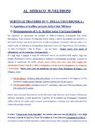 Lettera inviata al Sindaco Walter Veltroni - Quadrante Sudovest