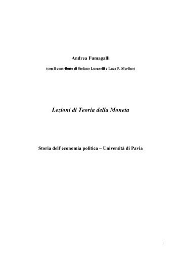 Teorie della moneta.pdf - Facoltà di Economia