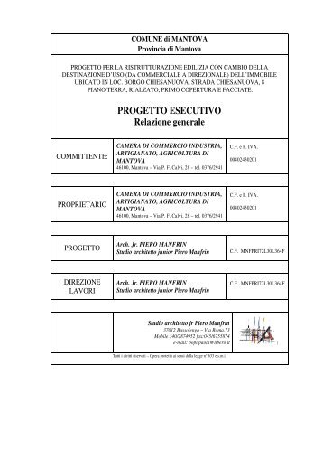 PROGETTO ESECUTIVO Relazione generale - Camere di Commercio