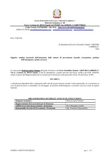 Distretto Scolastico n° 40 Via G. Cerbone 61, 80124 ... - Liceo Labriola