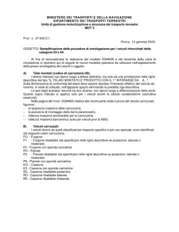 MINISTERO DEI TRASPORTI E DELLA NAVIGAZIONE ... - Evit srl