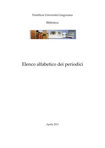 Elenco alfabetico dei periodici - Gregoriana