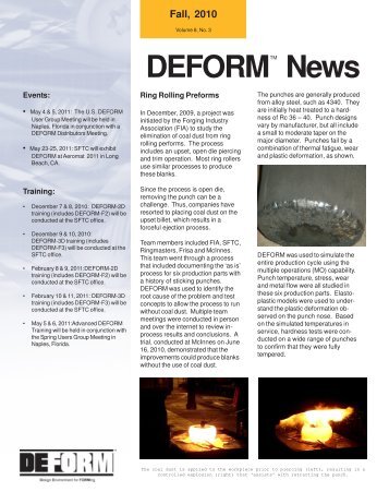 DEFORM News Fall 2010