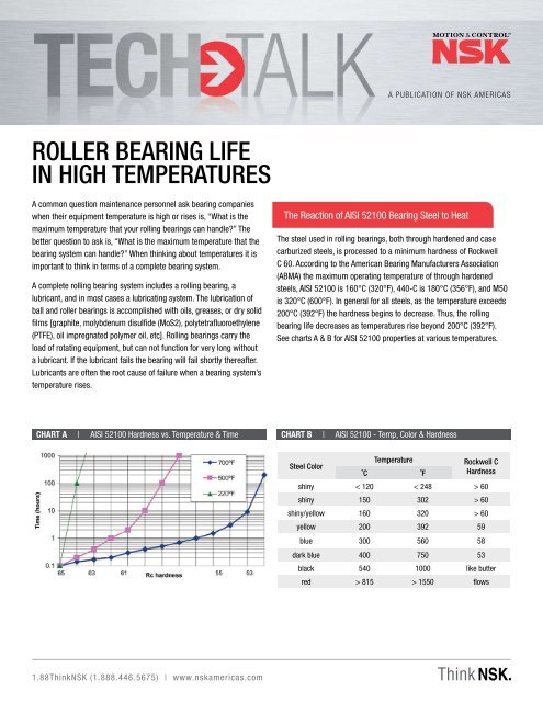 Tech Talk 2: Roller Bearing Life in High Temperatures - NSK