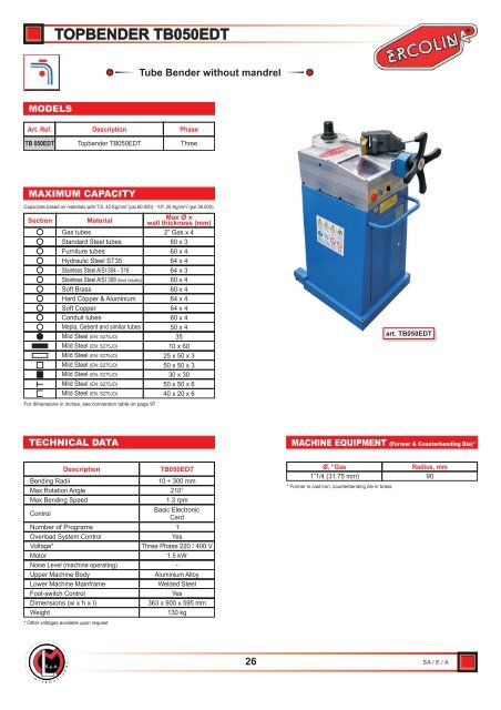 Ercolina Catalogue - Pipe & Tube Machines LTD