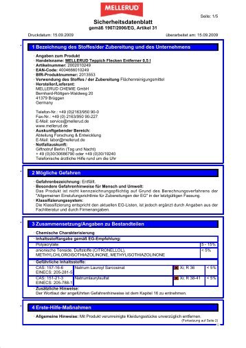 Mellerud Teppich-Flecken-Entferner 0,5 l GTIN/EAN - techno-rent