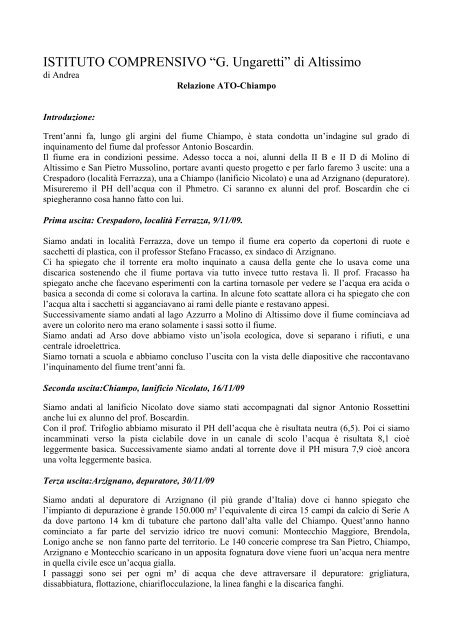 Relazione di Andrea - Il Progetto Parco