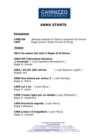 CV Anna Stante - Cannizzo Management