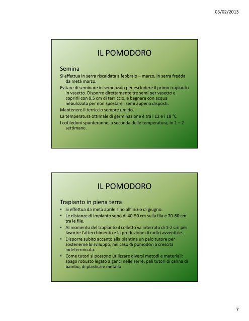 Lezione VII: Le solanacee - Agronomoeforestale.it