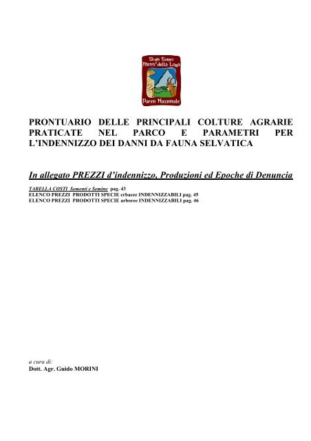 PRONTUARIO DELLE PRINCIPALI COLTURE AGRARIE ...
