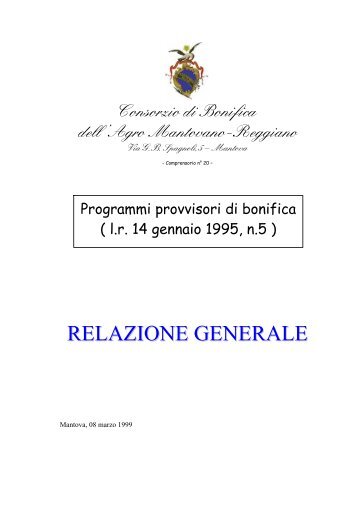 relazione generale - Consorzio di Bonifica Terre dei Gonzaga in ...