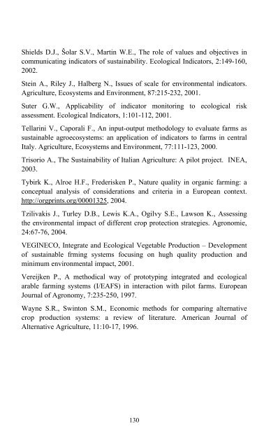 indicatori agro-ambientali per l'agricoltura biologica - Inea