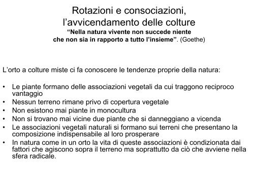 Rotazioni e consociazioni, l'avvicendamento delle colture - Area ...