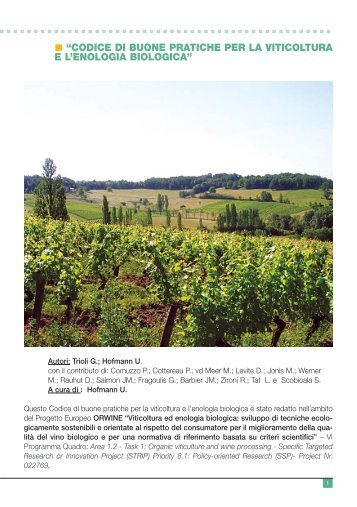 Codice di buone pratiche per la viticoltura e l'enologia ... - Infowine