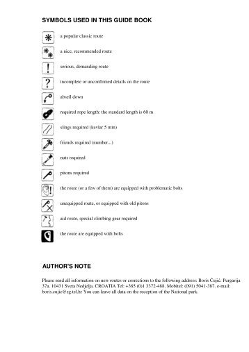 symbols used in this guide book author's note - lezci z vysočiny