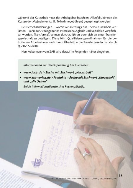 Kurzarbeit, Qualifizierung & Mitbestimmung - TBS Rheinland-Pfalz