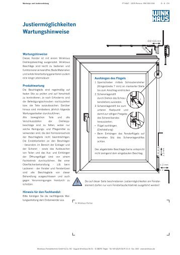 Justiermöglichkeiten Wartungshinweise - Winkhaus