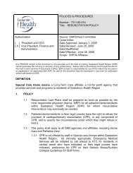 Resuscitation Policy - Saskatoon Health Region