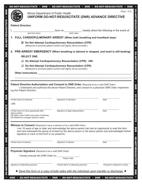 UNIFORM DO-NOT-RESUSCITATE (DNR) ADVANCE DIRECTIVE