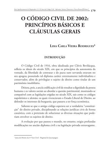 o código civil de 2002: princípios básicos e cláusulas gerais