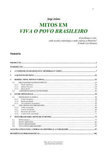 MITOS EM "VIVA O POVO BRASILEIRO" - Publicanto de Jorge Solano