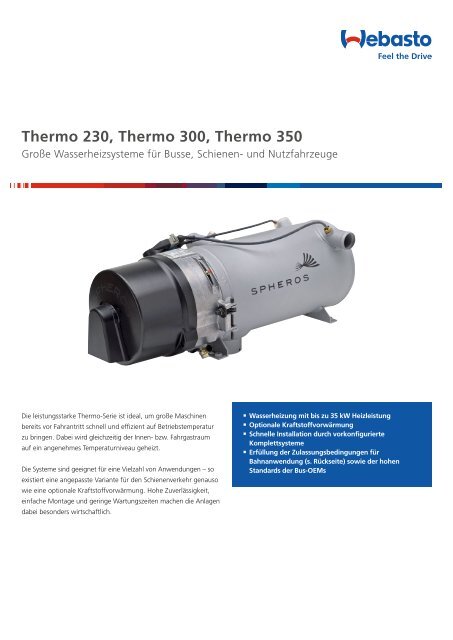 Thermo 230, Thermo 300, Thermo 350 - Webasto