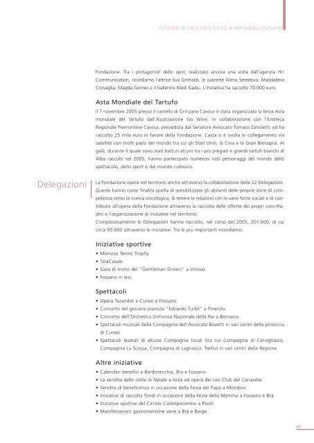 rapporto sulle attività - FPRC - Fondazione Piemontese per la ...