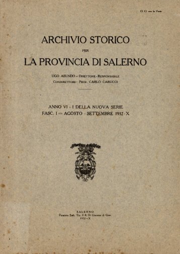 Archivio storico per la provincia di Salerno (ago-sett ... - EleA@UniSA