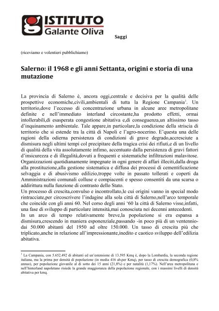 Salerno: il 1968 e gli anni Settanta, origini e storia di una ... - Hop Frog