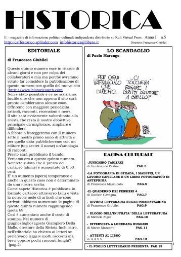 EDITORIALE LO SCANDAGLIO - Kult Virtual Press