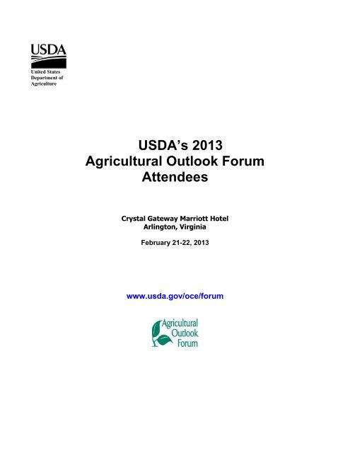 Usda S 2013 Agricultural Outlook Forum Attendees