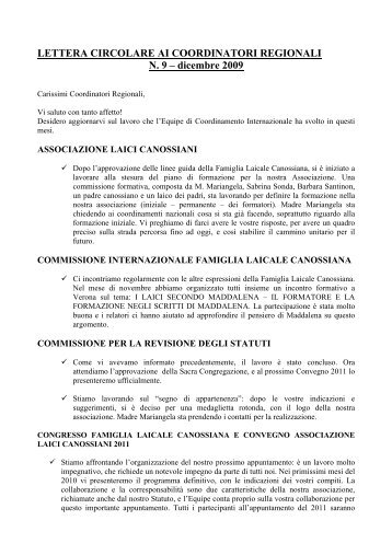 lettera circolare ai coordinatori regionali - Laici Canossiani