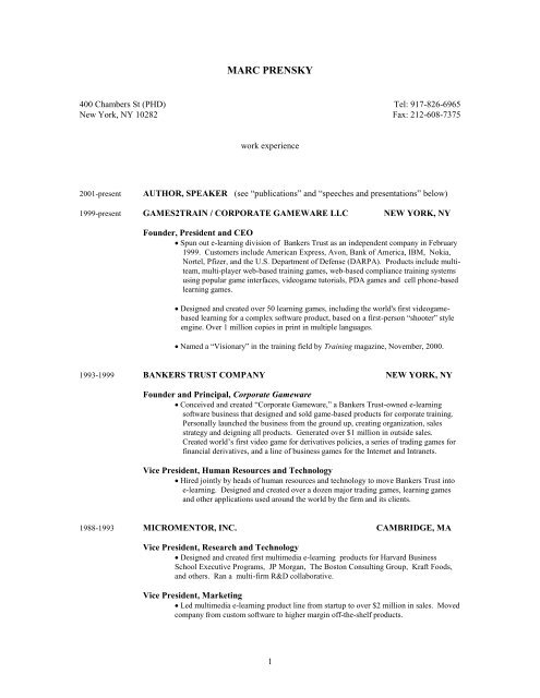 Prensky-Resume