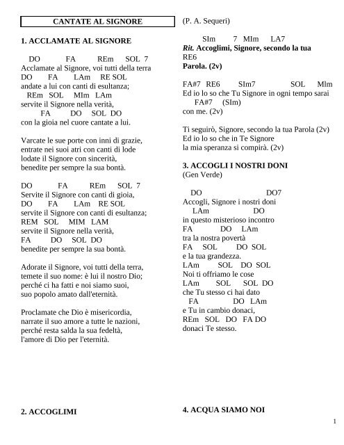 Libretto Canti con accordi x chitarra - parrocchia GESU' BUON ...