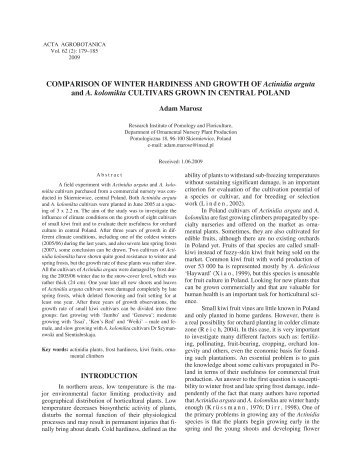 COMPARISON OF WINTER HARDINESS AND GROWTH OF ...