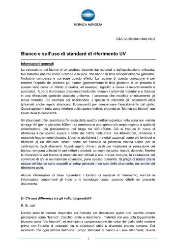 Bianco e sull'uso di standard di riferimento UV - Konica Minolta