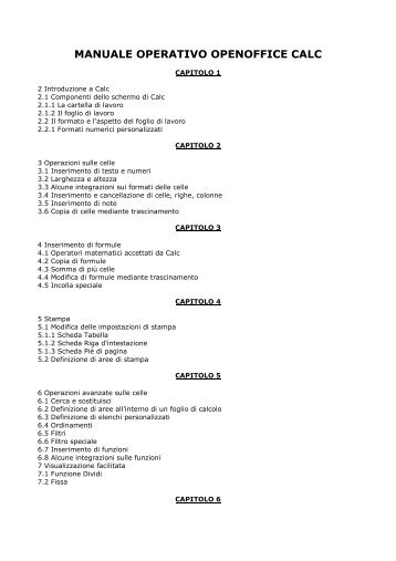 MANUALE OPERATIVO OPENOFFICE CALC - Prof. Crescenzio Gallo