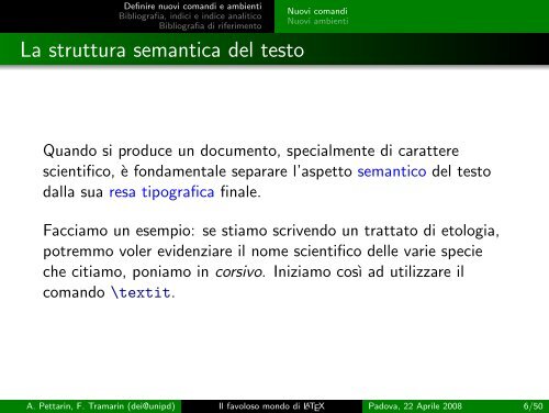 Il favoloso mondo di LaTeX - DEI - Dipartimento di Ingegneria dell ...