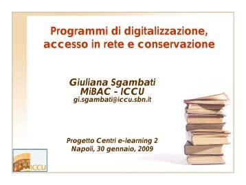 CulturaItalia e Internetculturale - ICCU - Sbn