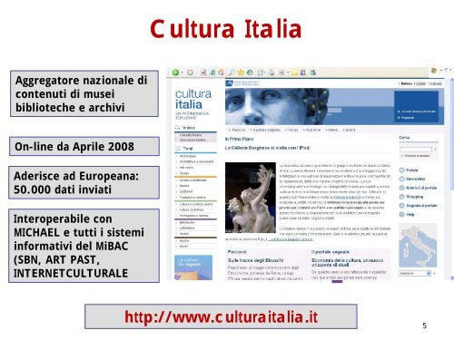 CulturaItalia e Internetculturale - ICCU - Sbn