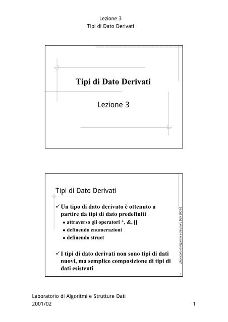 tipi derivati - Dipartimento di Informatica ed Applicazioni