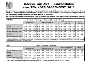 CityBus und AST - Sonderfahrten zum TENINGER ... - RegioTrends